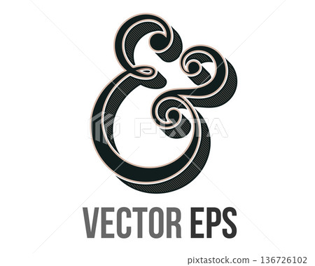 Elegant ampersand symbol with vintage flair and decorative flourishes 136726102