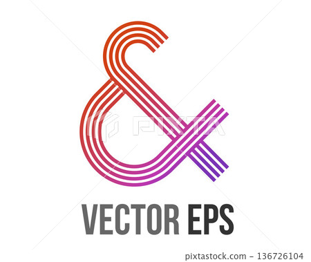 Modern ampersand symbol with gradient stripes in red and purple Modern ampersand symbol with gradient stripes in red and purple 136726104