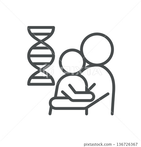 Children Genetic Testing Icon, Outline Family DNA Test, Pediatric Genetics, Heredity Screening and Healthcare Pictogram 136726367