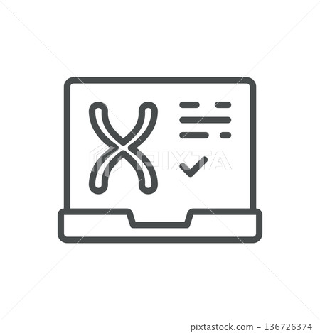 Gene Expression Icon, Outline Chromosome Report on Laptop, Genetic Test Results and Laboratory Analysis Symbol Gene Expression Icon, Outline Chromosome Report on Laptop, Genetic Test Results and Laboratory Analysis Symbol 136726374