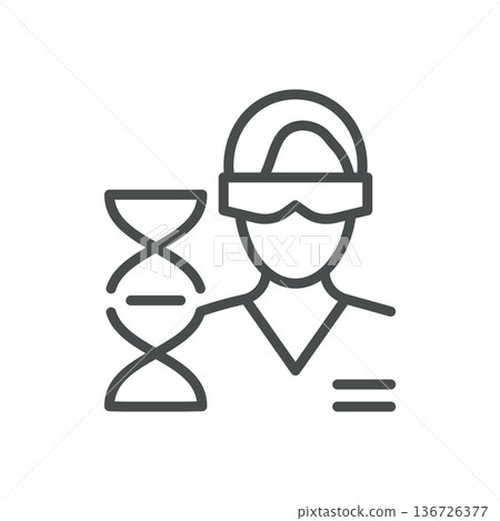 Geneticist Icon, Outline Scientist with DNA Helix, Laboratory Research Biotechnology Expert Symbol. Isolated DNA Expert Scientist Line Icon on White Background  136726377