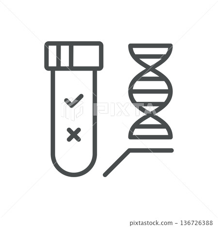 Lab DNA Test Icon, Outline Test Tube with Positive and Negative Results, Genetic Screening, Medical Laboratory Analysis Pictogram Lab DNA Test Icon, Outline Test Tube with Positive and Negative Results, Genetic Screening, Medical Laboratory Analysis Pictogram 136726388