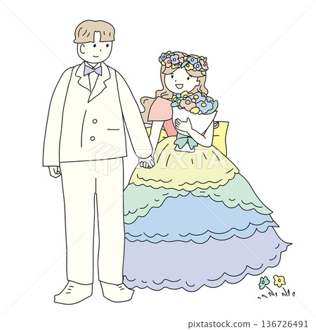 彩虹婚紗插圖 彩虹婚紗插圖 136726491