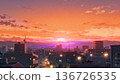 Japanese cityscape at dusk 136726535