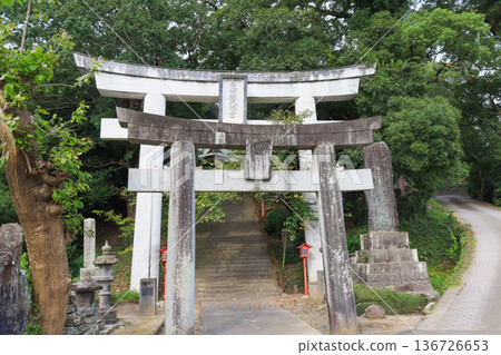 福岡縣朝倉市惠主八幡神社的鳥居與參道 福岡縣朝倉市惠主八幡神社的鳥居與參道 136726653