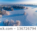 Aerial shot of snow-covered plains 136726794