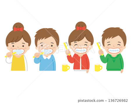 孩子刷牙 136726982