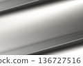 Minimalist polished chrome background with smooth silver gradient and sharp diagonal light reflections 136727516