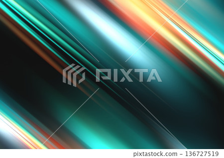 Dark emerald green and golden light streaks in diagonal motion for premium futuristic technology backdrop 136727519