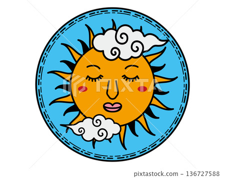 Mystical Icon of the Sun with a Face: Vintage Astrology Mystical Icon of the Sun with a Face: Vintage Astrology 136727588