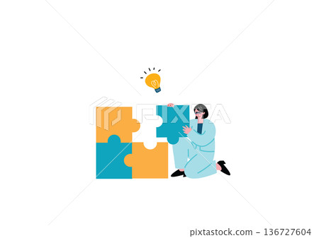 女強人正在拼拼圖 女強人正在拼拼圖 136727604