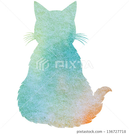 美麗的水彩畫貓剪影圖示圖像 美麗的水彩畫貓剪影圖示圖像 136727718
