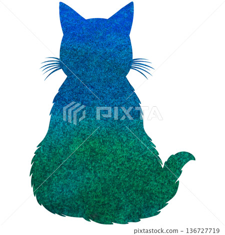 美麗的水彩畫貓剪影圖示圖像 136727719