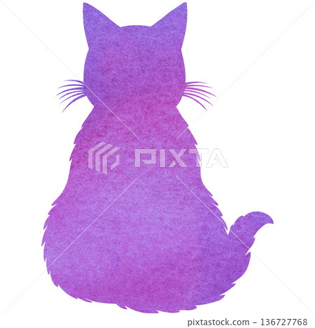 Beautiful watercolor cat silhouette icon image 136727768
