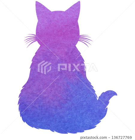 Beautiful watercolor cat silhouette icon image Beautiful watercolor cat silhouette icon image 136727769