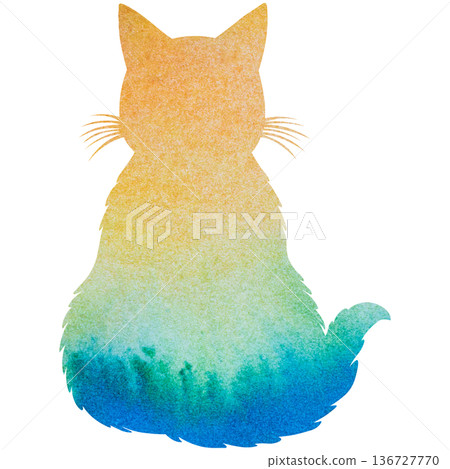 Beautiful watercolor cat silhouette icon image Beautiful watercolor cat silhouette icon image 136727770