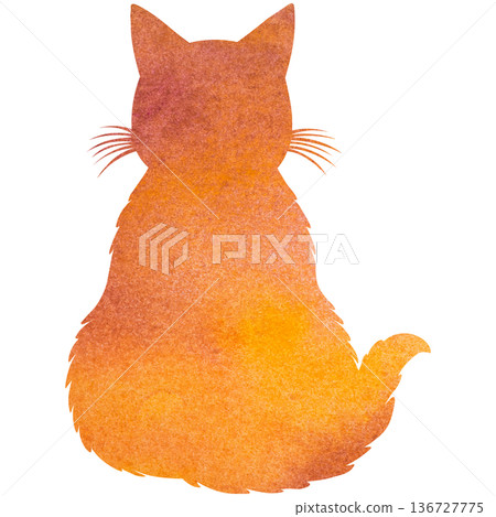 Beautiful watercolor cat silhouette icon image 136727775