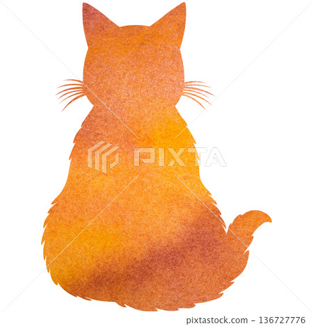 Beautiful watercolor cat silhouette icon image 136727776
