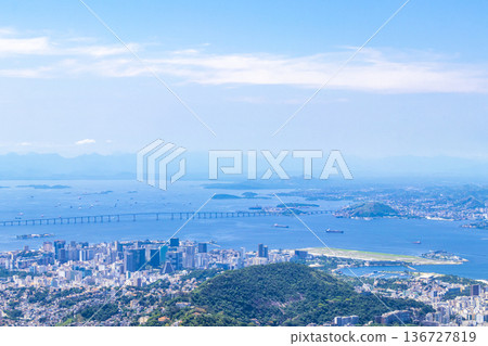 Rio de Janeiro Brazil Panorama View City Skyline Beach Mountains. 136727819
