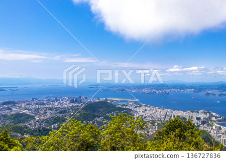 Rio de Janeiro Brazil Panorama View City Skyline Beach Mountains. 136727836