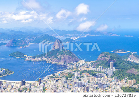 Rio de Janeiro Brazil Panorama View City Skyline Beach Mountains. 136727839
