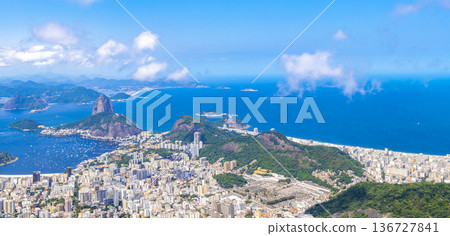 Rio de Janeiro Brazil Panorama View City Skyline Beach Mountains. 136727841