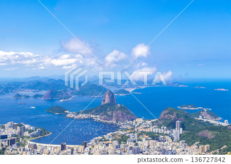 Rio de Janeiro Brazil Panorama View City Skyline Beach Mountains. 136727842