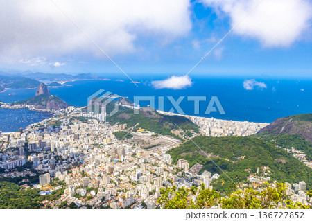 Rio de Janeiro Brazil Panorama View City Skyline Beach Mountains. 136727852