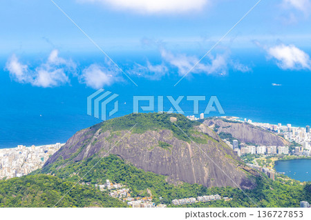 Rio de Janeiro Brazil Panorama View City Skyline Beach Mountains. 136727853