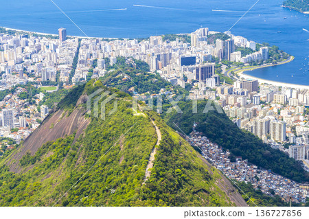 Rio de Janeiro Brazil Panorama View City Skyline Beach Mountains. 136727856