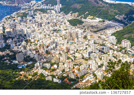 Rio de Janeiro Brazil Panorama View City Skyline Cityscape Mountains. 136727857
