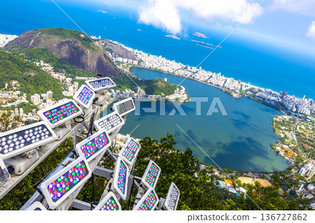 Rio de Janeiro Brazil Panorama View City Skyline Beach Mountains. Rio de Janeiro Brazil Panorama View City Skyline Beach Mountains. 136727862