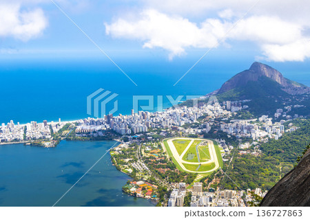 Rio de Janeiro Brazil Panorama View City Skyline Beach Mountains. Rio de Janeiro Brazil Panorama View City Skyline Beach Mountains. 136727863