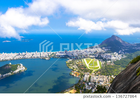 Rio de Janeiro Brazil Panorama View City Skyline Beach Mountains. 136727864