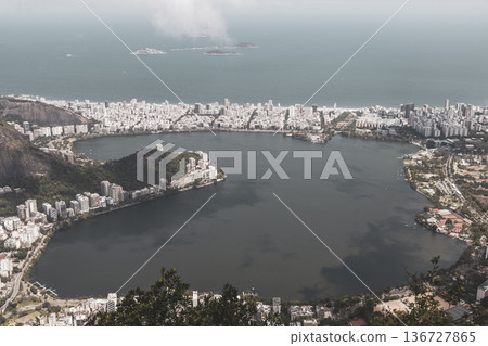 Rio de Janeiro Brazil Panorama View City Skyline Beach Mountains. 136727865