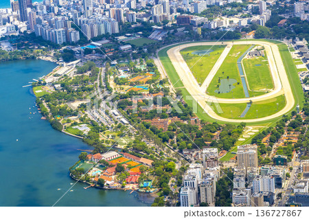 Rio de Janeiro Brazil Panorama View City Skyline Beach Mountains. Rio de Janeiro Brazil Panorama View City Skyline Beach Mountains. 136727867