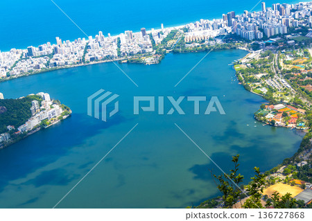Rio de Janeiro Brazil Panorama View City Skyline Beach Mountains. 136727868