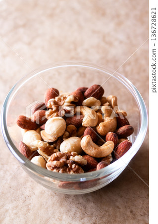 Unsalted mixed nuts roasted in nut oil Unsalted mixed nuts roasted in nut oil 136728621