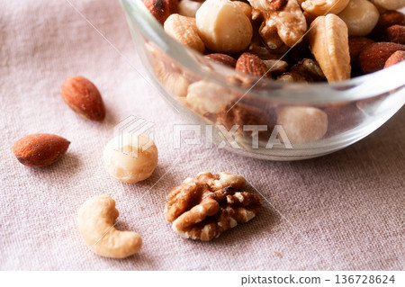 Unsalted mixed nuts roasted in nut oil Unsalted mixed nuts roasted in nut oil 136728624