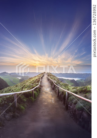 Mountain landscape Ponta Delgada island, Azores 136728992