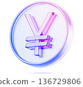 3d glass holographic Japanese Yen coin icon render. JPY stablecoin, Japan digital currency symbol, JPYC token for exchange market. Asian money with blue purple neon gradient isolated. 3D illustration 3d glass holographic Japanese Yen coin icon render. JPY stablecoin, Japan digital currency symbol, JPYC token for exchange market. Asian money with blue purple neon gradient isolated. 3D illustration 136729806