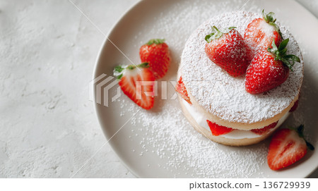 一款用大量草莓和新鮮奶油製成的奢華草莓酥餅 136729939