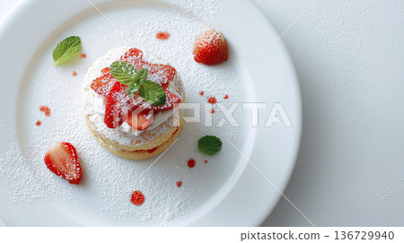 一款用大量草莓和新鮮奶油製成的奢華草莓酥餅 136729940