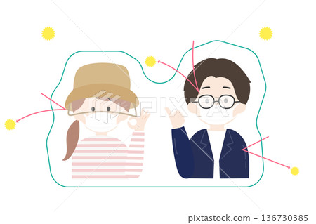 Men and women protecting themselves from pollen | Image of pollen block 136730385