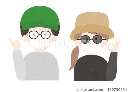 Men and women disguised with hats and glasses | Celebrities' incognito styles 136730394