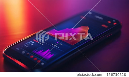 Futuristic Smartphone Display with Glowing Data Analytics Futuristic Smartphone Display with Glowing Data Analytics 136730828