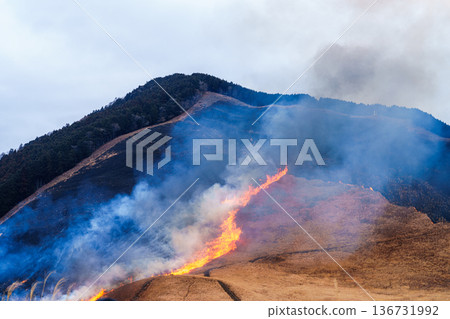 從棕色到黑色：2026年初春，索尼高原上的山體燃燒。環繞高原的山體從底部開始燃燒，最終完全燒毀。 136731992