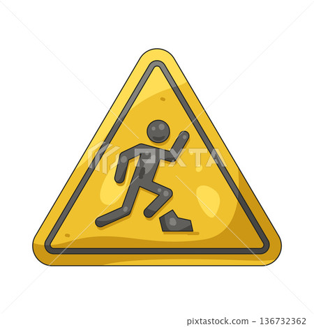 Illustration of tripping hazard sign Illustration of tripping hazard sign 136732362