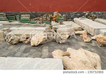 Historic Steles at Temple of Ancient Monarchs in Xicheng District in Beijing, China Historic Steles at Temple of Ancient Monarchs in Xicheng District in Beijing, China 136732868
