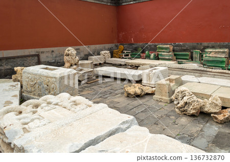 Historic Steles at Temple of Ancient Monarchs in Xicheng District in Beijing, China Historic Steles at Temple of Ancient Monarchs in Xicheng District in Beijing, China 136732870